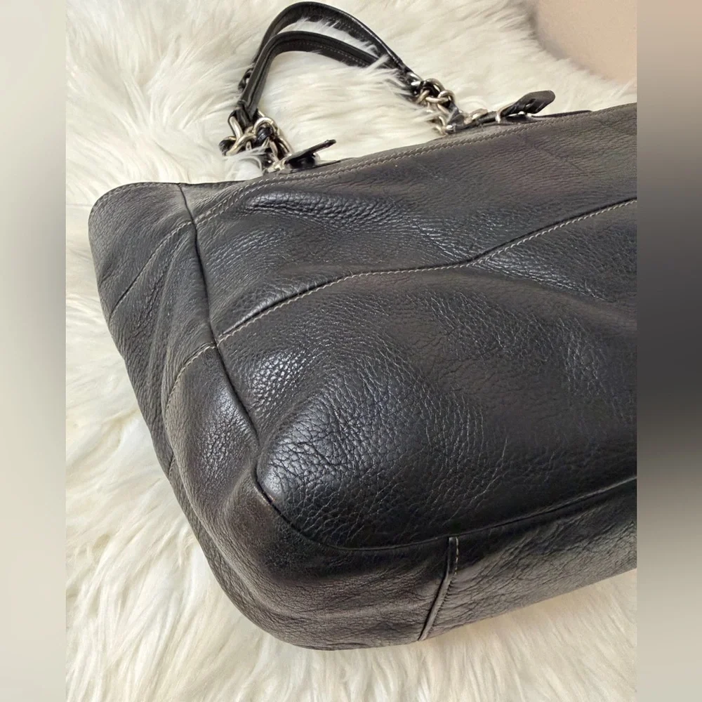 Coach Madison Tribeca East West Black Pebbled Leather Bag 14111
